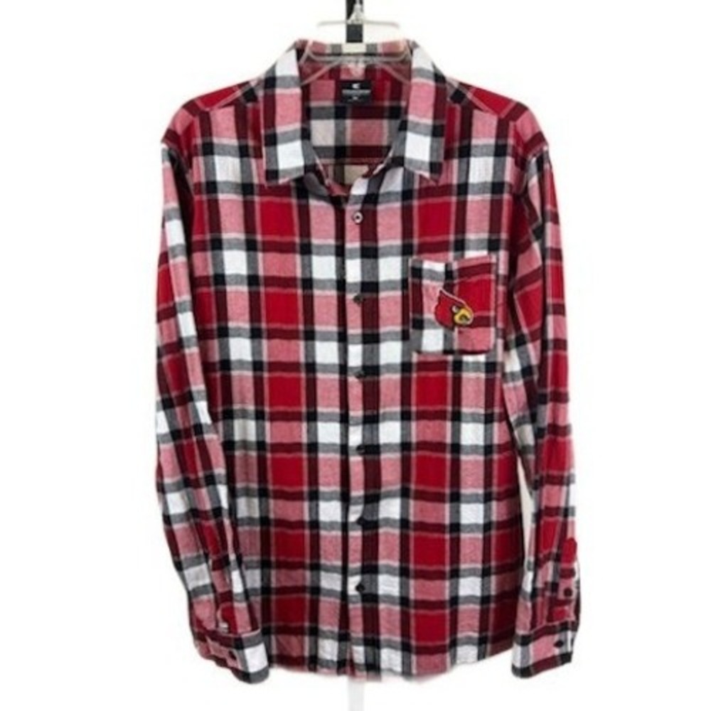 Colosseum Louisville Cardinals UL Shirt Men's Size XL Red Plaid Button Up Too